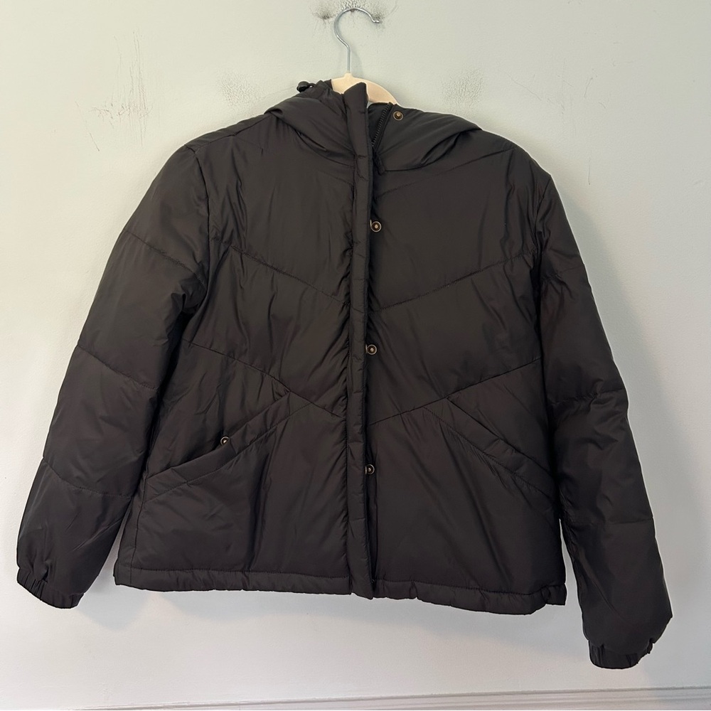 Madewell True Black Chevron Packable Puffer Jacket Size Small